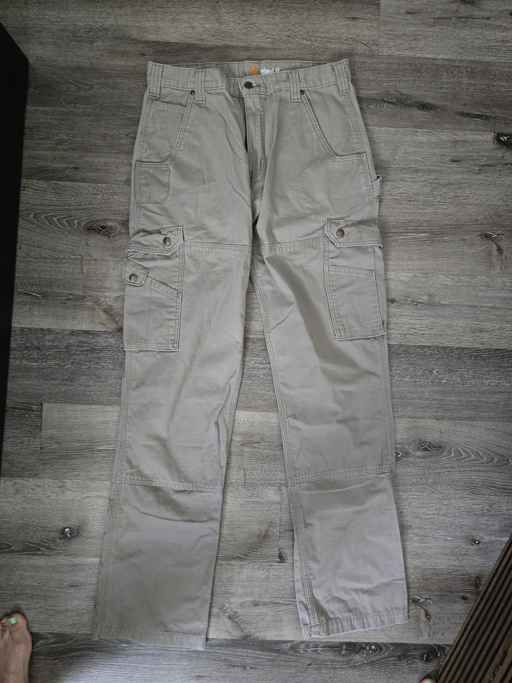 Carhartt Khaki/Tan Cargo Pants with Multiple Utility Pockets